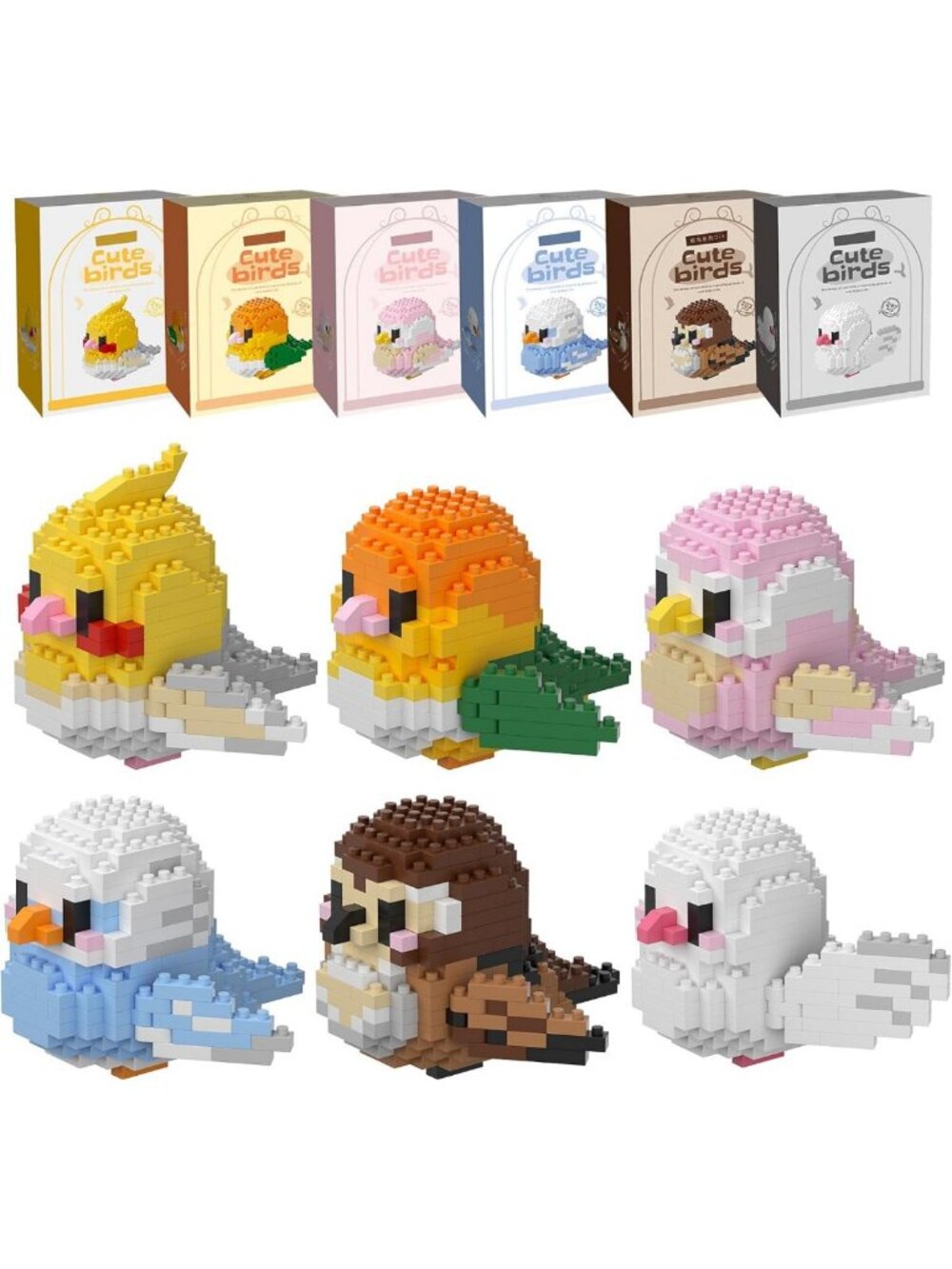 Micro Mini Parrots Building Block Set | Animal Model Kits for Kids | 6 Boxes